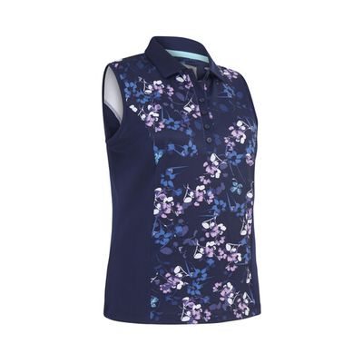 Callaway Allover Buttrfly Floral Printed Polo Peacoat